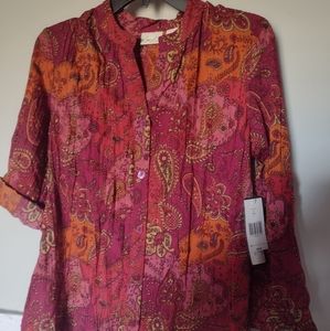 Kim Rogers New Women's Top Size S Button Front Crush Material Org.36.00